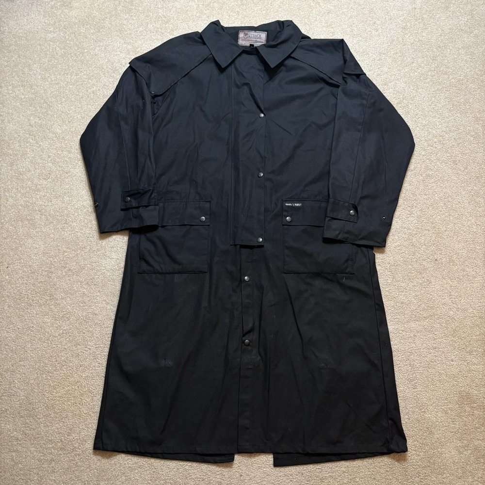 Outback Trading Company Low Rider Duster Coat Mens Large Black Oilskin 2042